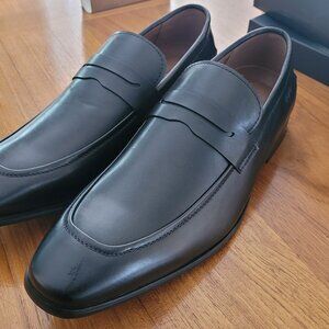 Mens 11M, New Tommy Hilfiger Mens Simol Black Faux Leather Slip-On Loafers Shoes